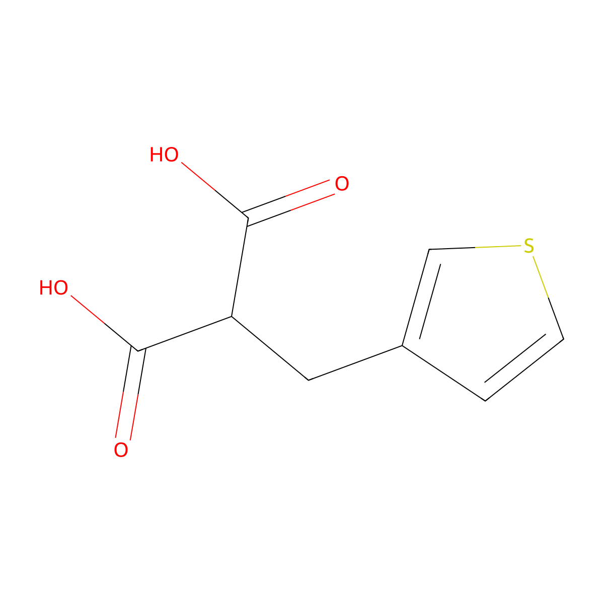 2-(Thiophen-3-ylmethyl)propanedioic acid molecular structure, CAS 26415-26-9