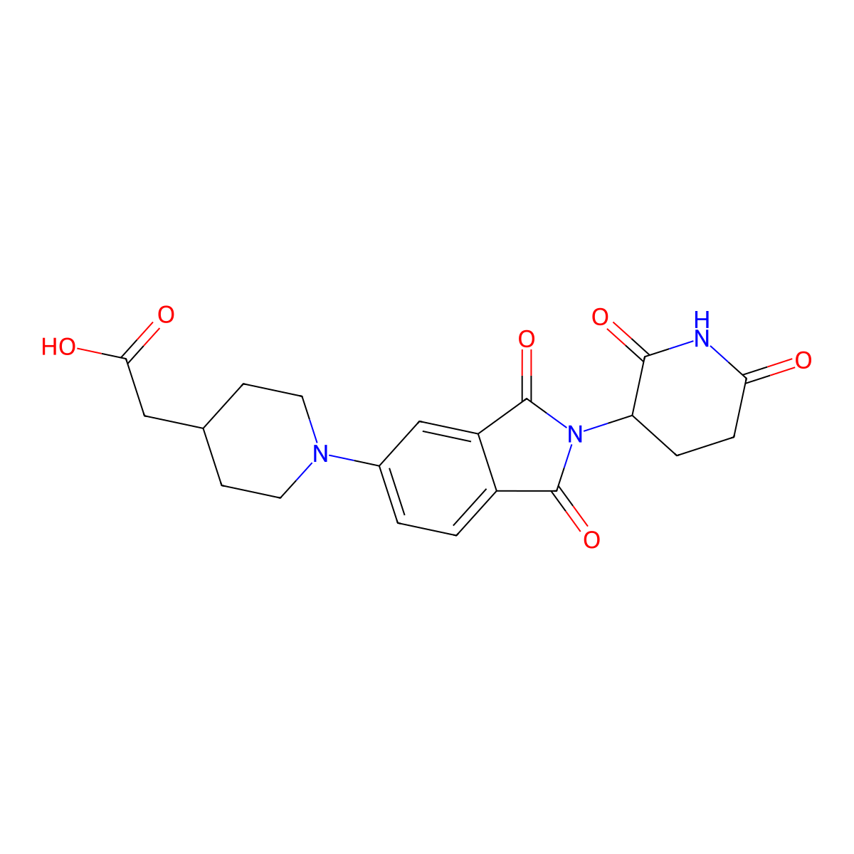 2-(1-(2-(2,6-Dioxopiperidin-3-yl)-1,3-dioxoisoindolin-5-yl)piperidin-4-yl)acetic acid molecular structure, CAS 2641511-94-4