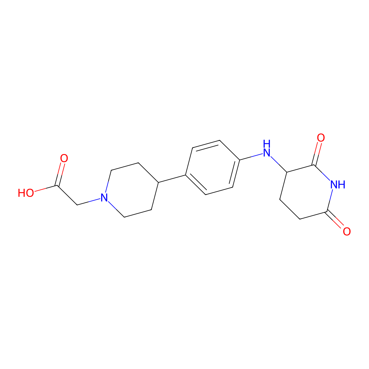 2-(4-(4-((2,6-Dioxopiperidin-3-yl)amino)phenyl)piperidin-1-yl)acetic acid molecular structure, CAS 2641512-31-2