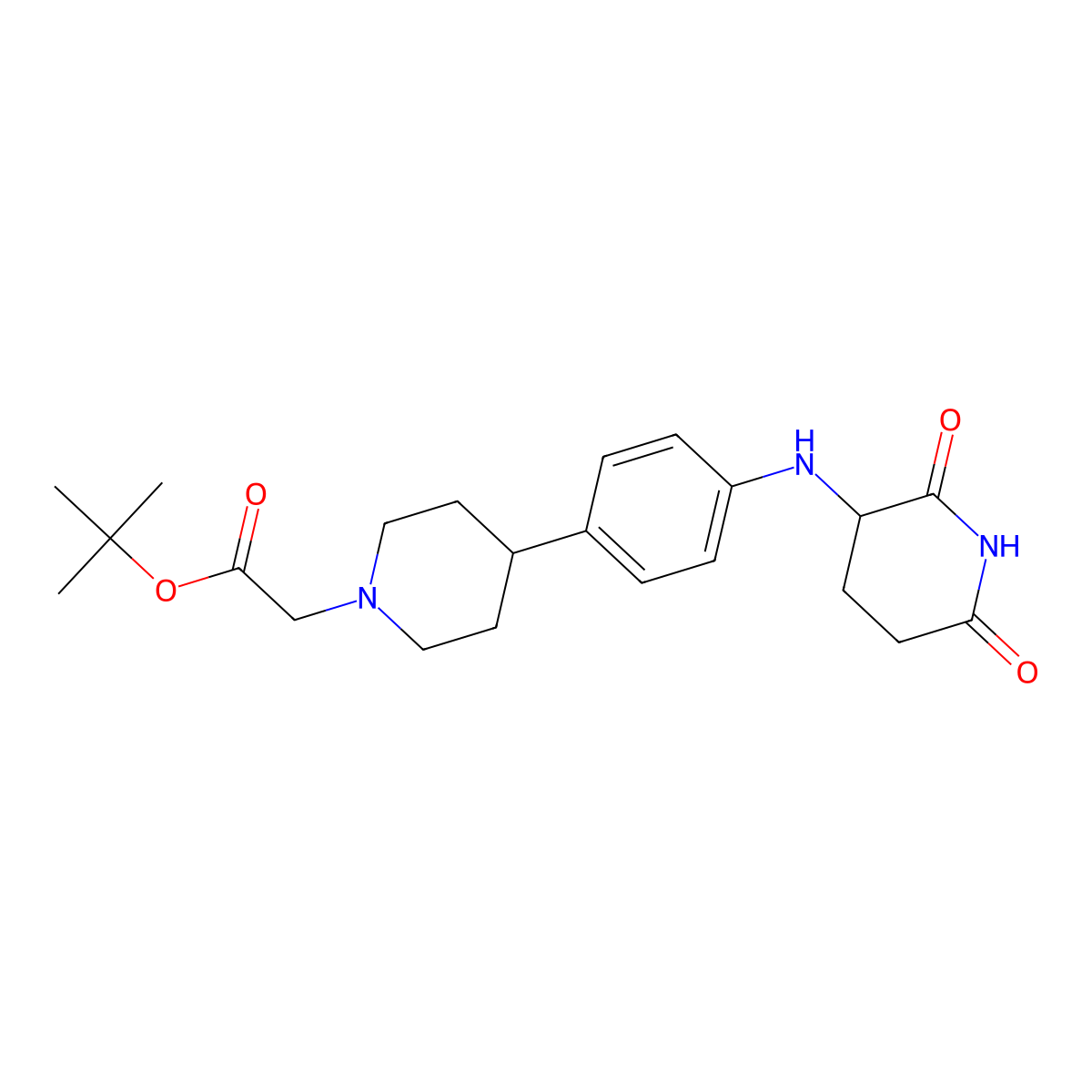 tert-Butyl 2-(4-(4-((2,6-dioxopiperidin-3-yl)amino)phenyl)piperidin-1-yl)acetate molecular structure, CAS 2641512-32-3