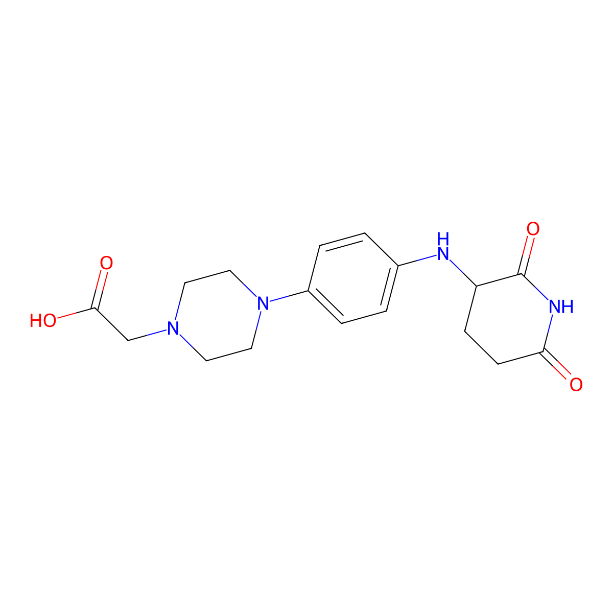 2-(4-(4-[(2,6-Dioxopiperidin-3-yl)amino]phenyl)piperazin-1-yl)acetic acid molecular structure, CAS 2641512-37-8