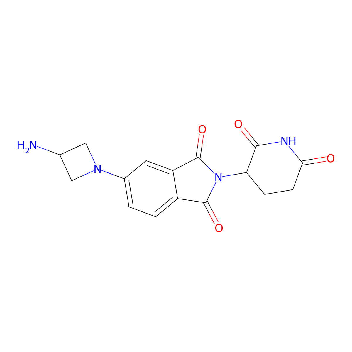 5-(3-aminoazetidin-1-yl)-2-(2,6-dioxopiperidin-3-yl)-2,3-dihydro-1H-isoindole-1,3-dione molecular structure, CAS 2641512-44-7