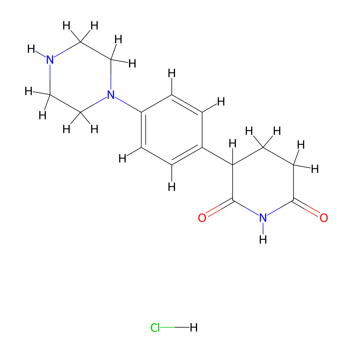 3-(4-(Piperazin-1-yl)phenyl)piperidine-2,6-dione hydrochloride molecular structure, CAS 2641512-77-6