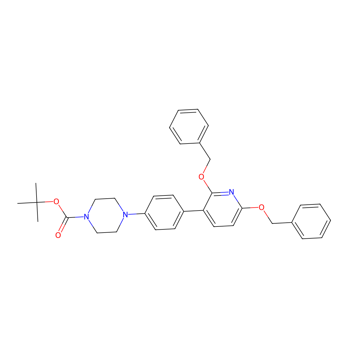tert-Butyl 4-(4-(2,6-bis(benzyloxy)pyridin-3-yl)phenyl)piperazine-1-carboxylate molecular structure, CAS 2641512-78-7