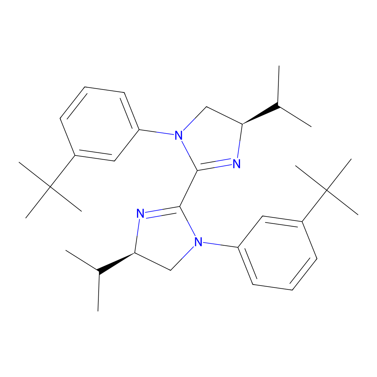 (4R,4'R)-1,1'-Bis(3-(tert-butyl)phenyl)-4,4'-diisopropyl-4,4',5,5'-tetrahydro-1H,1'H-2,2'-biimidazole molecular structure, CAS 2641594-37-6