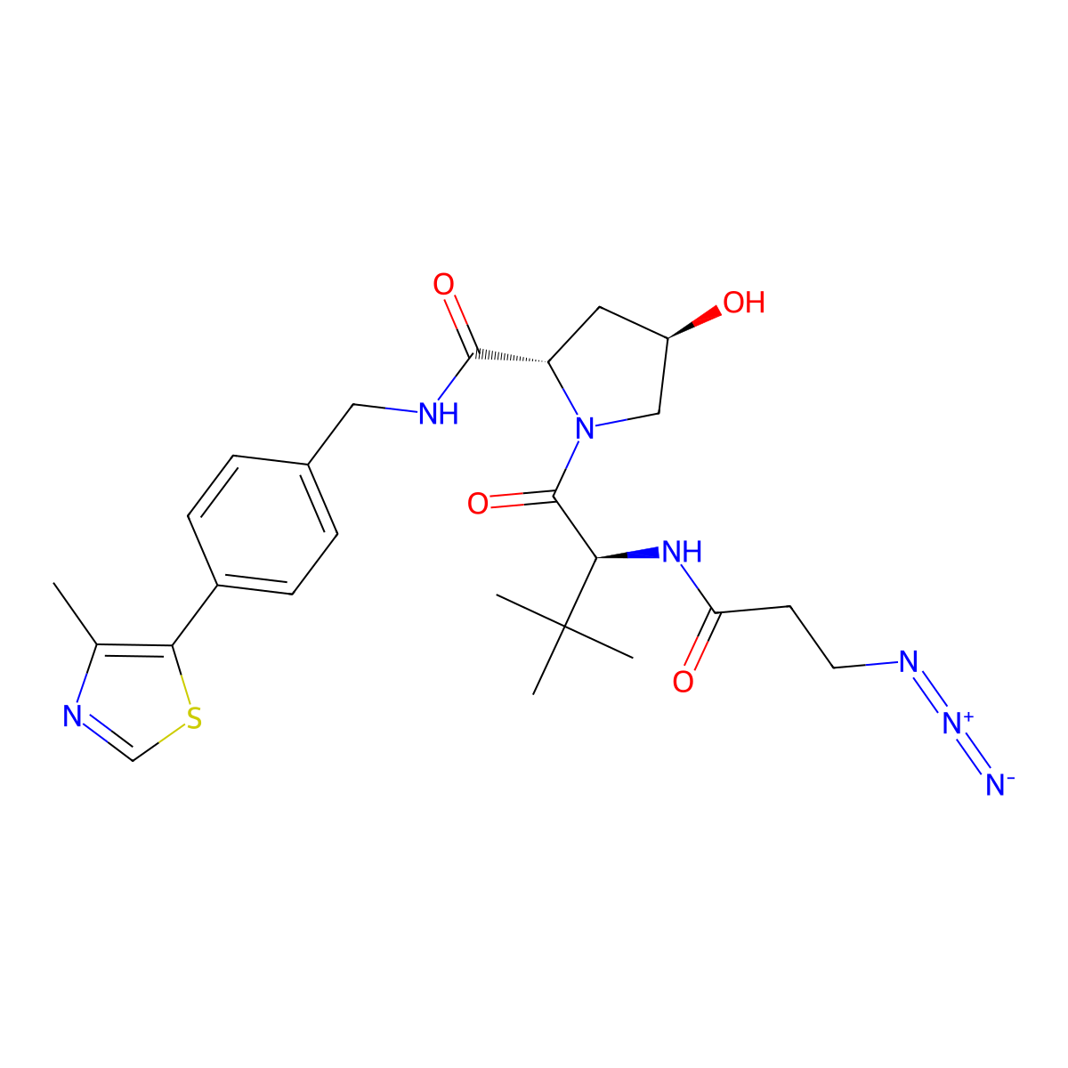 (2S,4R)-1-((S)-2-(3-Azidopropanamido)-3,3-dimethylbutanoyl)-4-hydroxy-N-(4-(4-methylthiazol-5-yl)benzyl)pyrrolidine-2-carboxamide molecular structure, CAS 2641602-44-8