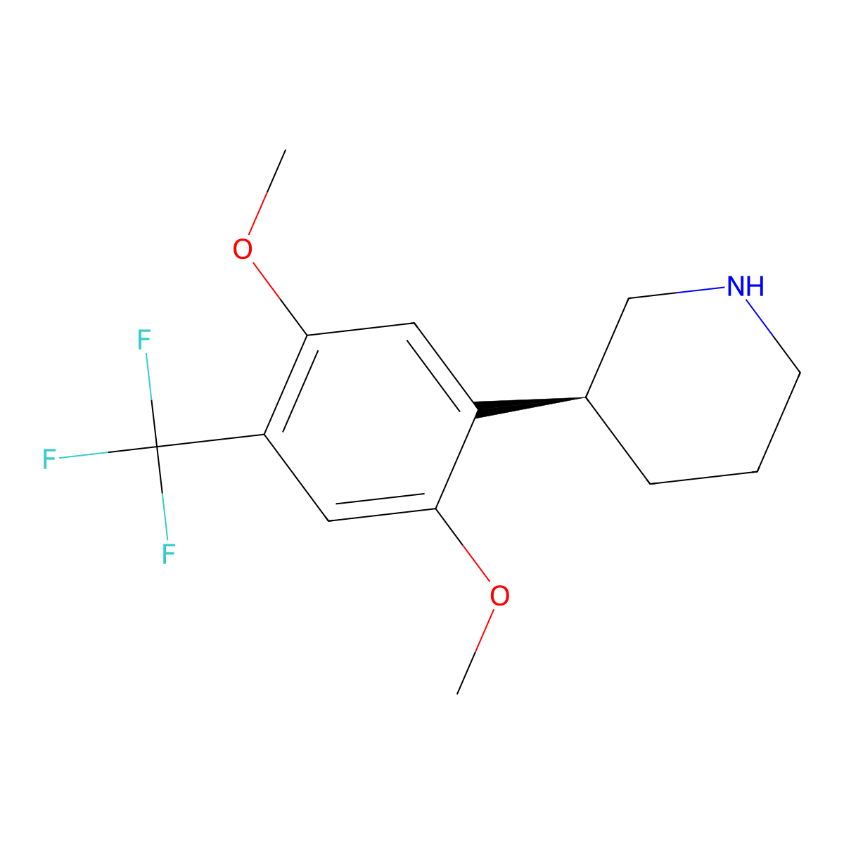 (3S)-3-[2,5-dimethoxy-4-(trifluoromethyl)phenyl]piperidine molecular structure, CAS 2641630-97-7