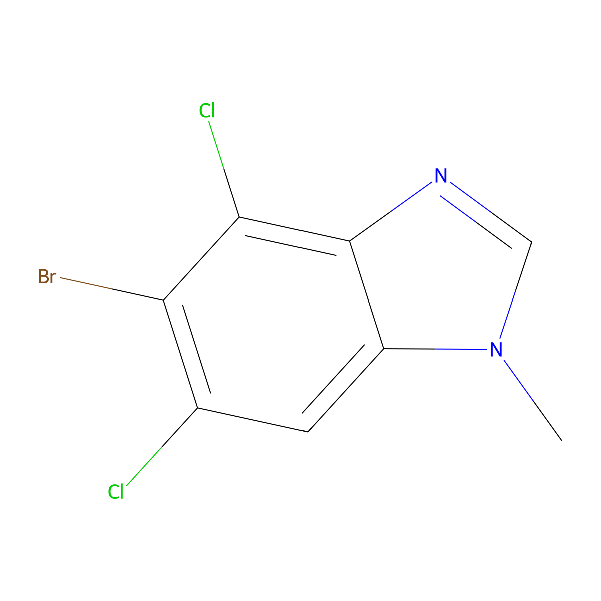 5-Bromo-4,6-dichloro-1-methyl-1,3-benzodiazole molecular structure, CAS 2641796-08-7