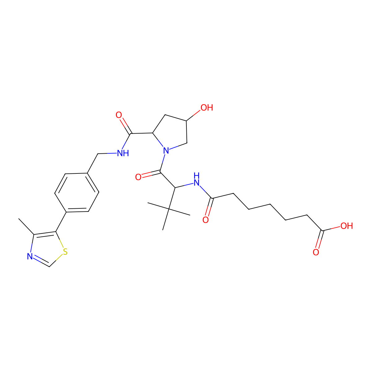 7-[[(1R)-1-[(2S,4R)-4-hydroxy-2-[[4-(4-methylthiazol-5-yl)phenyl]methylcarbamoyl]pyrrolidine-1-carbonyl]-2,2-dimethyl-propyl]amino]-7-oxo-heptanoic acid molecular structure, CAS 2641804-21-7