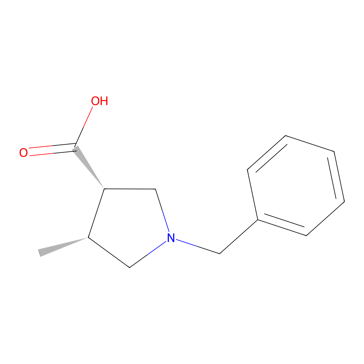 (3S,4R)-1-benzyl-4-methyl-pyrrolidine-3-carboxylic acid molecular structure, CAS 2641821-81-8