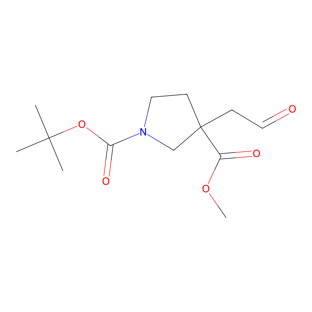 1-(Tert-butyl) 3-methyl 3-(2-oxoethyl)pyrrolidine-1,3-dicarboxylate molecular structure, CAS 2641823-41-6