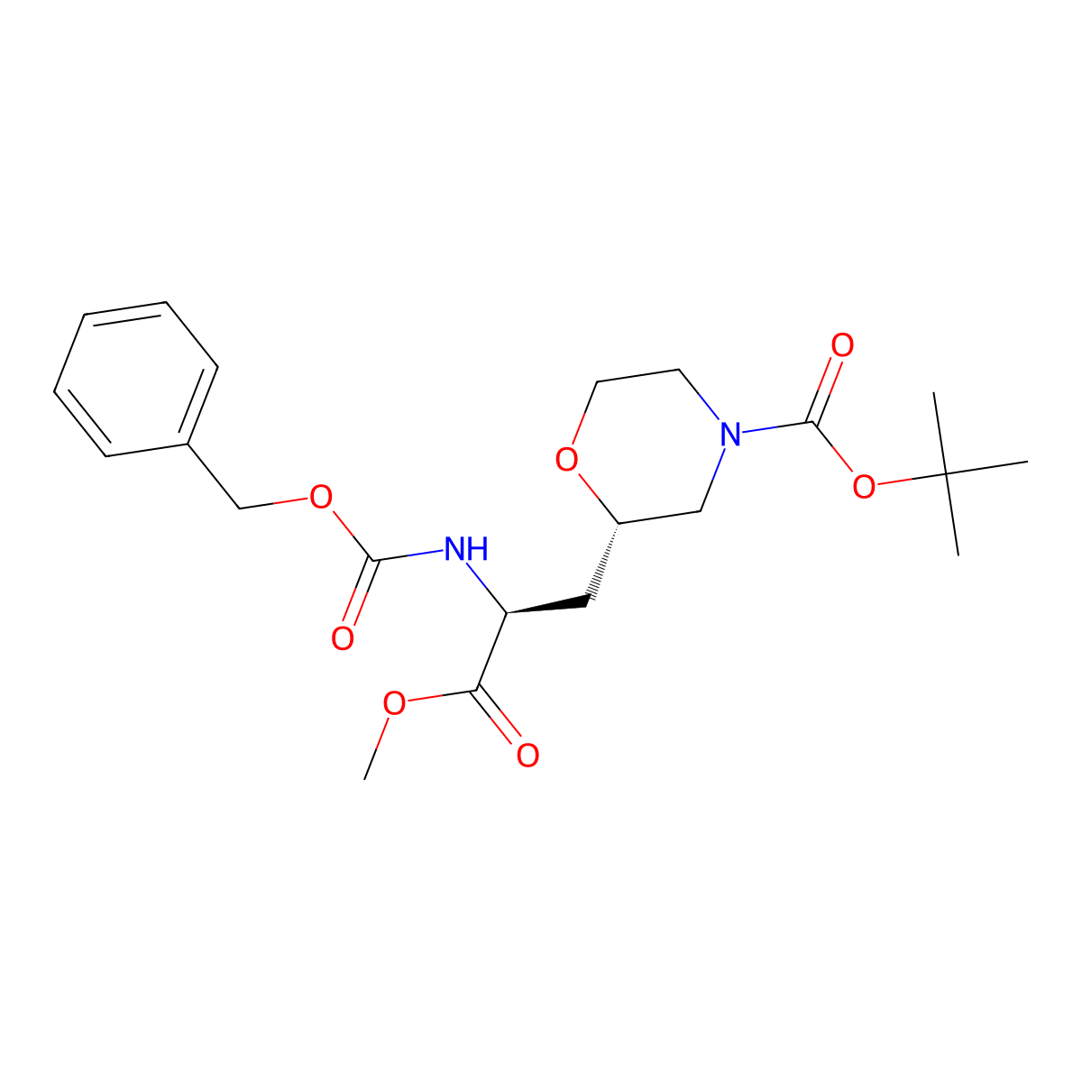 tert-butyl (2S)-2-[(2S)-2-(benzyloxycarbonylamino)-3-methoxy-3-oxo-propyl]morpholine-4-carboxylate molecular structure, CAS 2641824-60-2