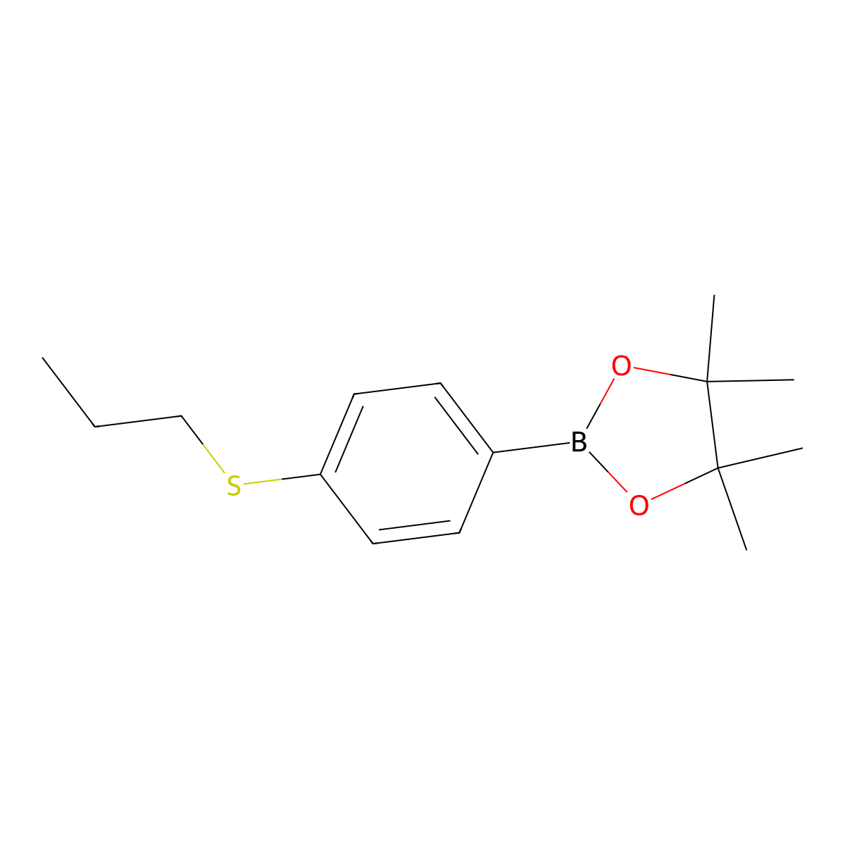 4,4,5,5-Tetramethyl-2-(4-(propylthio)phenyl)-1,3,2-dioxaborolane molecular structure, CAS 2641831-96-9