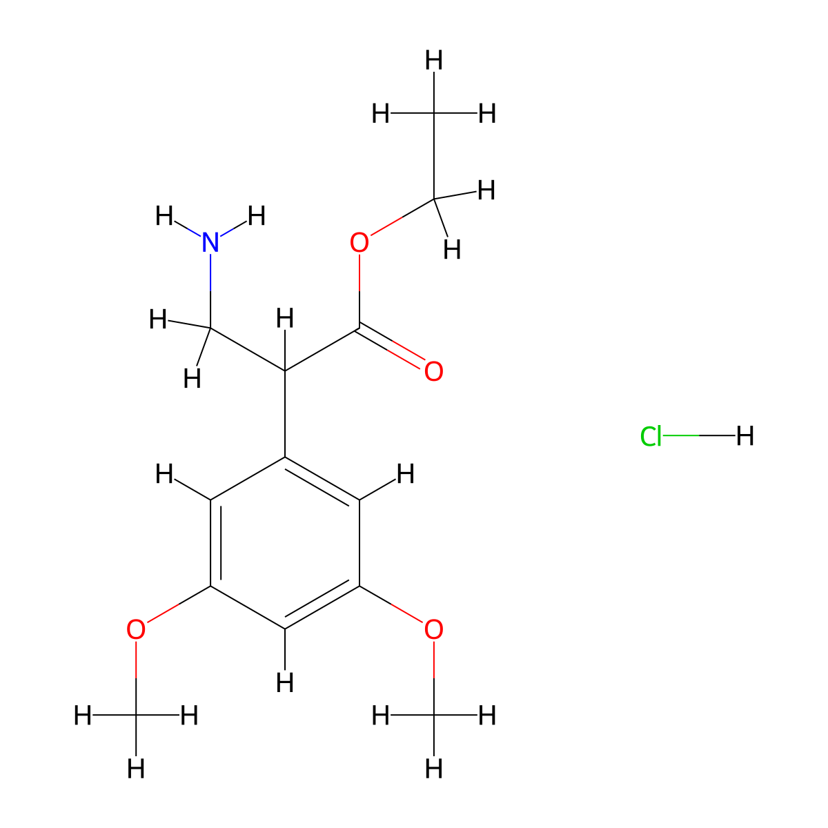 Ethyl 3-amino-2-(3,5-dimethoxyphenyl)propanoate hcl molecular structure, CAS 264188-51-4