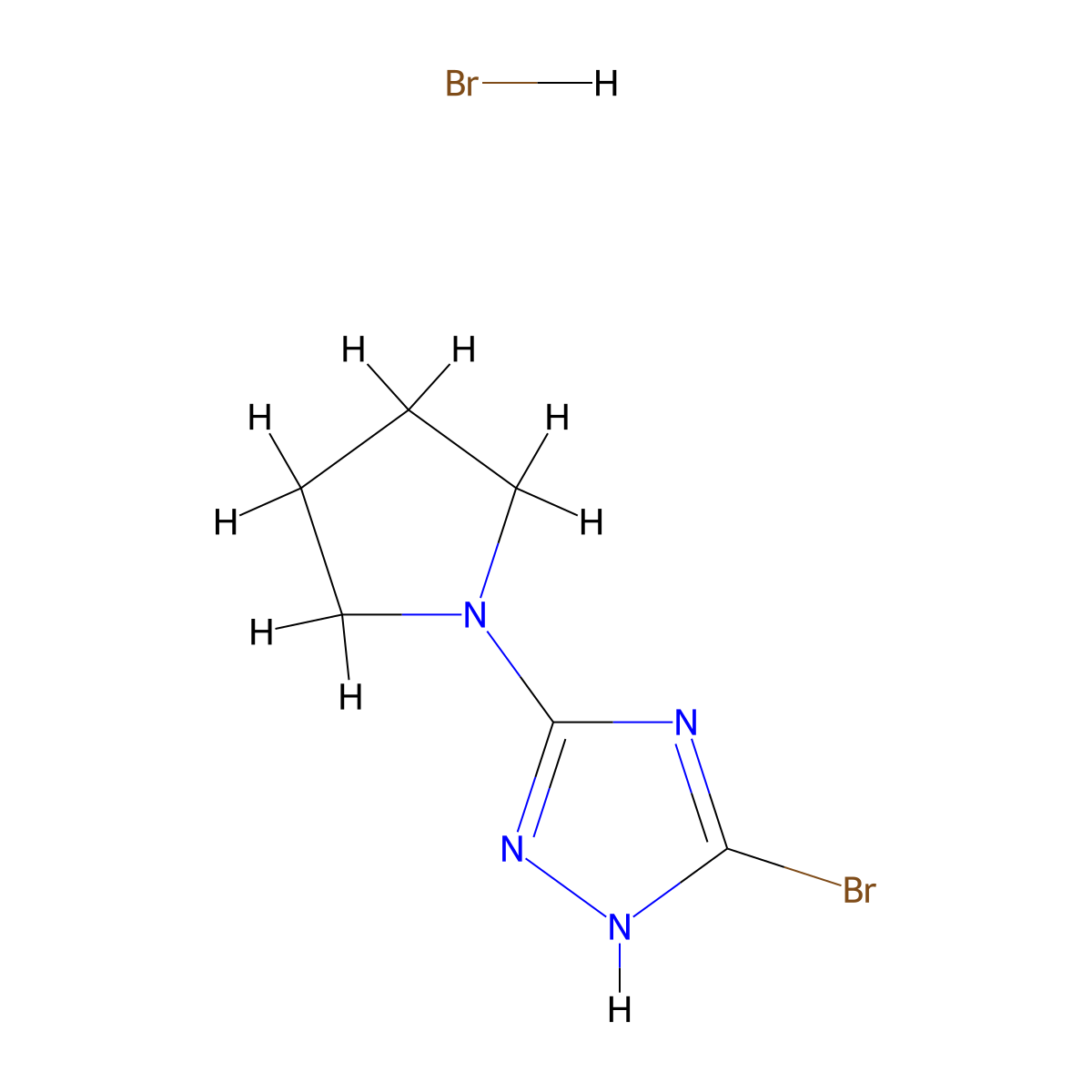 5-Bromo-3-(pyrrolidin-1-YL)-1H-1,2,4-triazole hbr molecular structure, CAS 2641897-16-5
