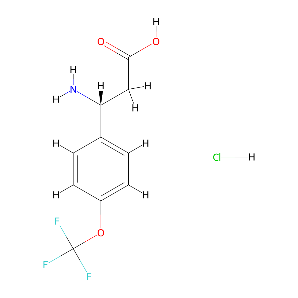 (R)-3-Amino-3-(4-(trifluoromethoxy)phenyl)propanoic acid hydrochloride molecular structure, CAS 2641915-26-4