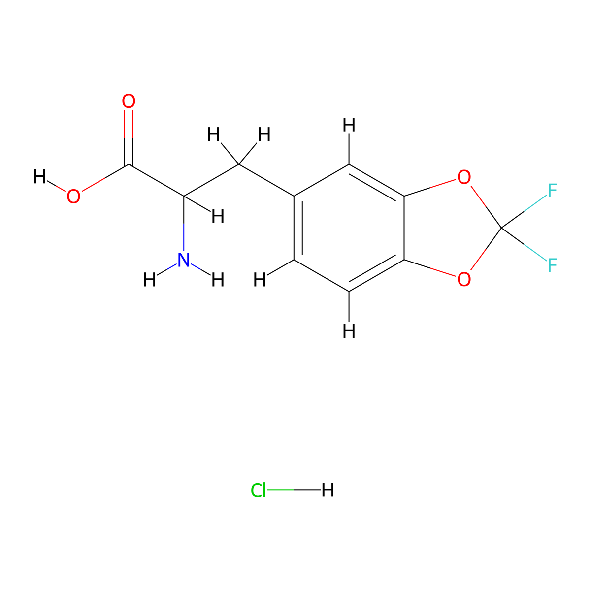 2-Amino-3-(2,2-difluorobenzo[d][1,3]dioxol-5-yl)propanoic acid hydrochloride molecular structure, CAS 2641915-74-2