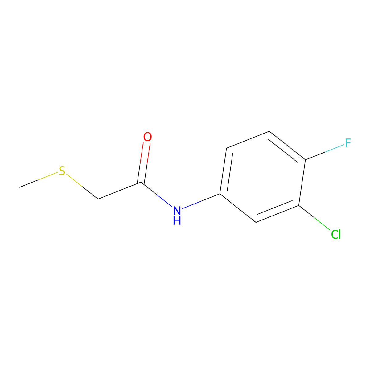N1-(3-chloro-4-fluorophenyl)-2-(methylthio)acetamide molecular structure, CAS 264194-63-0