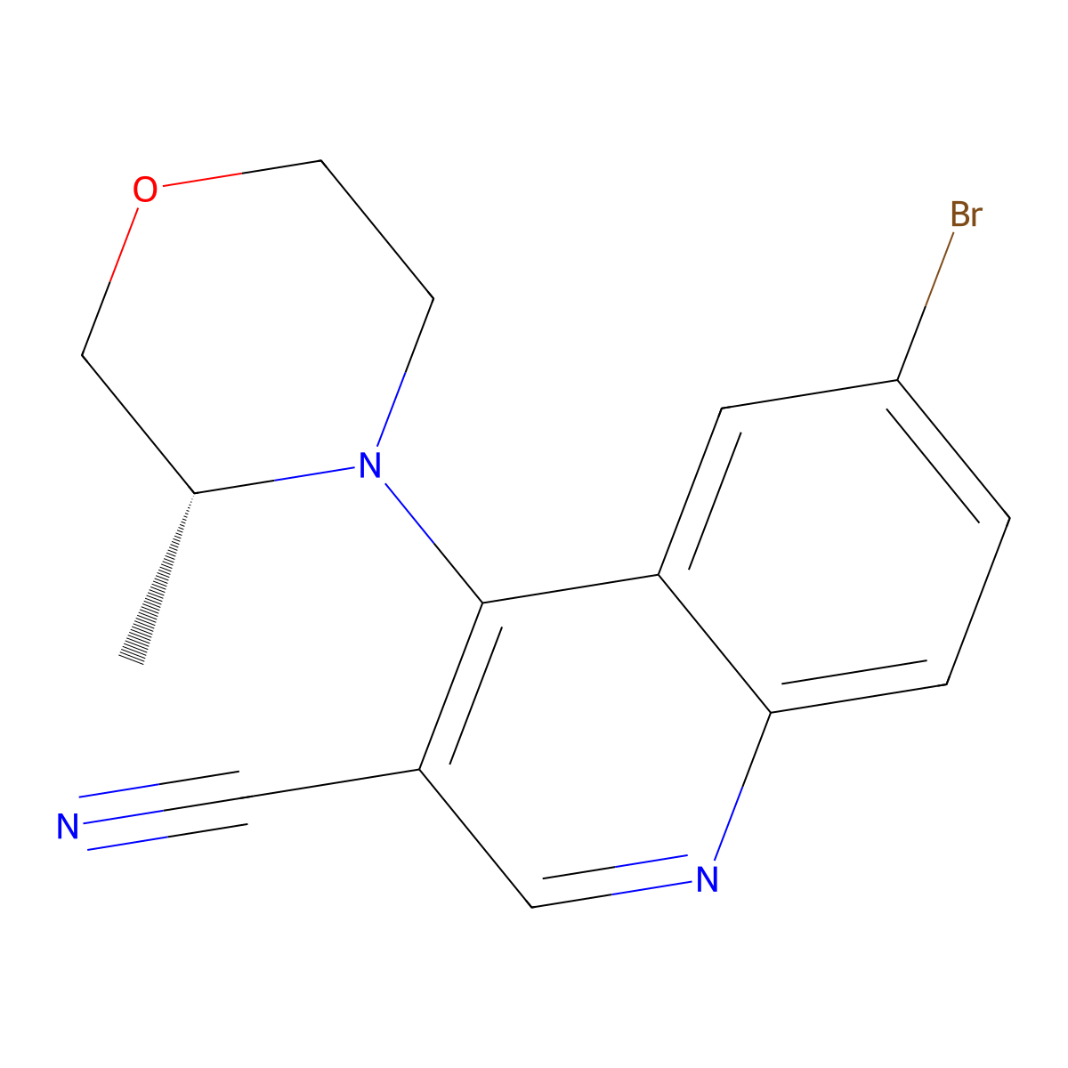 (R)-6-Bromo-4-(3-methylmorpholino)quinoline-3-carbonitrile molecular structure, CAS 2642040-17-1