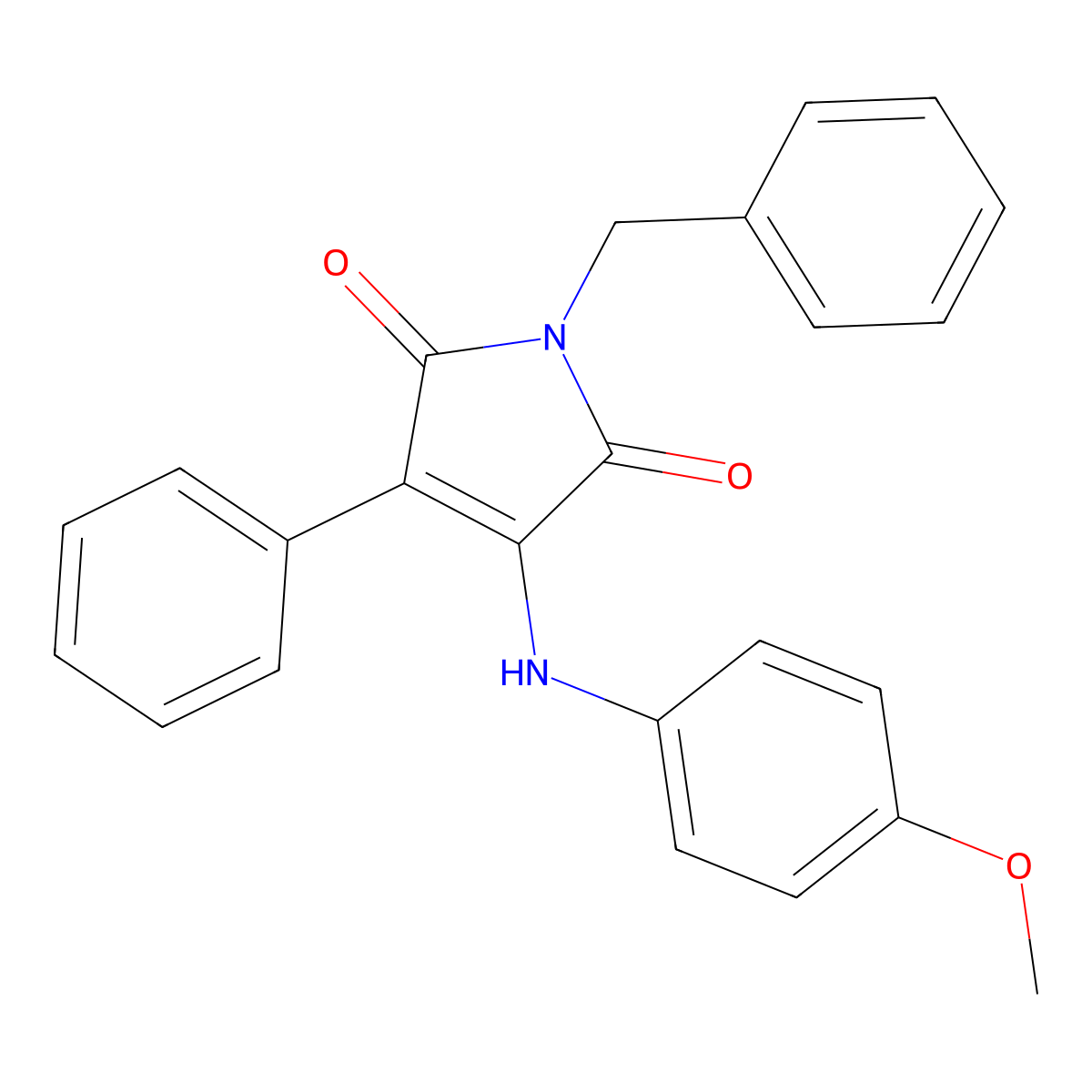 1-Benzyl-3-(4-methoxyphenylamino)-4-phenylpyrrole-2,5-dione molecular structure, CAS 264206-85-1