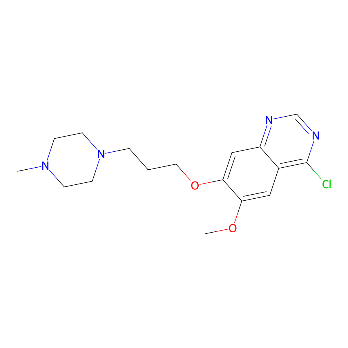 4-Chloro-6-methoxy-7-(3-(4-methylpiperazin-1-yl)propoxy)quinazoline molecular structure, CAS 264208-55-1
