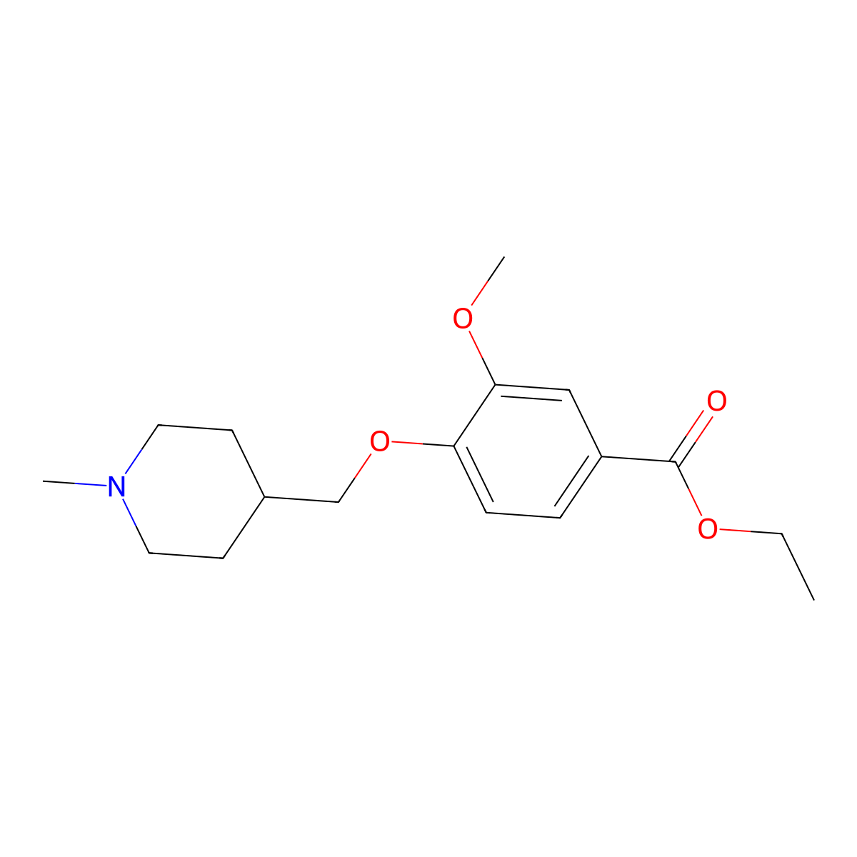 Ethyl 3-methoxy-4-((1-methylpiperidin-4-yl)methoxy)benzoate molecular structure, CAS 264208-60-8