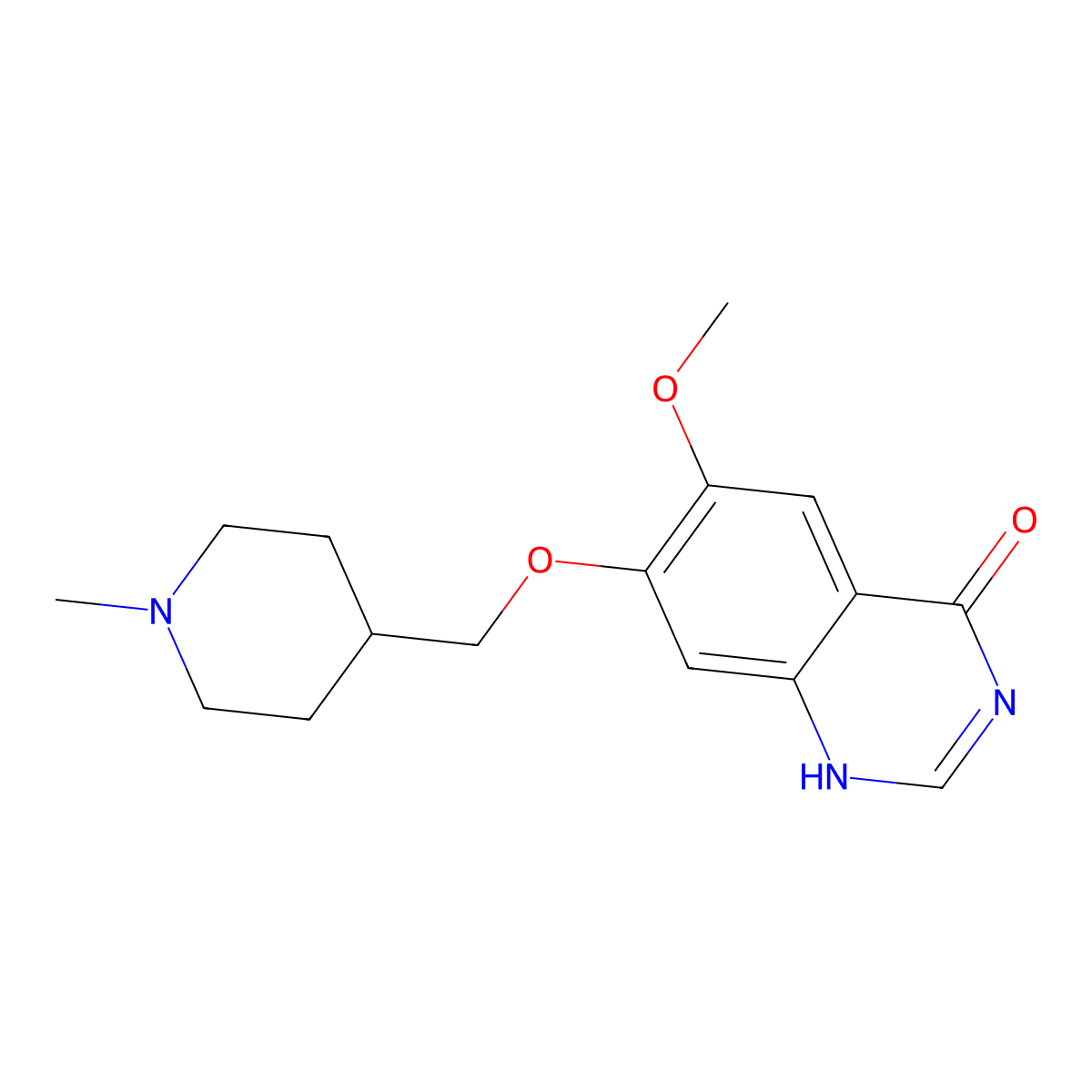 6-methoxy-7-[(1-methylpiperidin-4-yl)methoxy]-1H-quinazolin-4-one molecular structure, CAS 264208-69-7