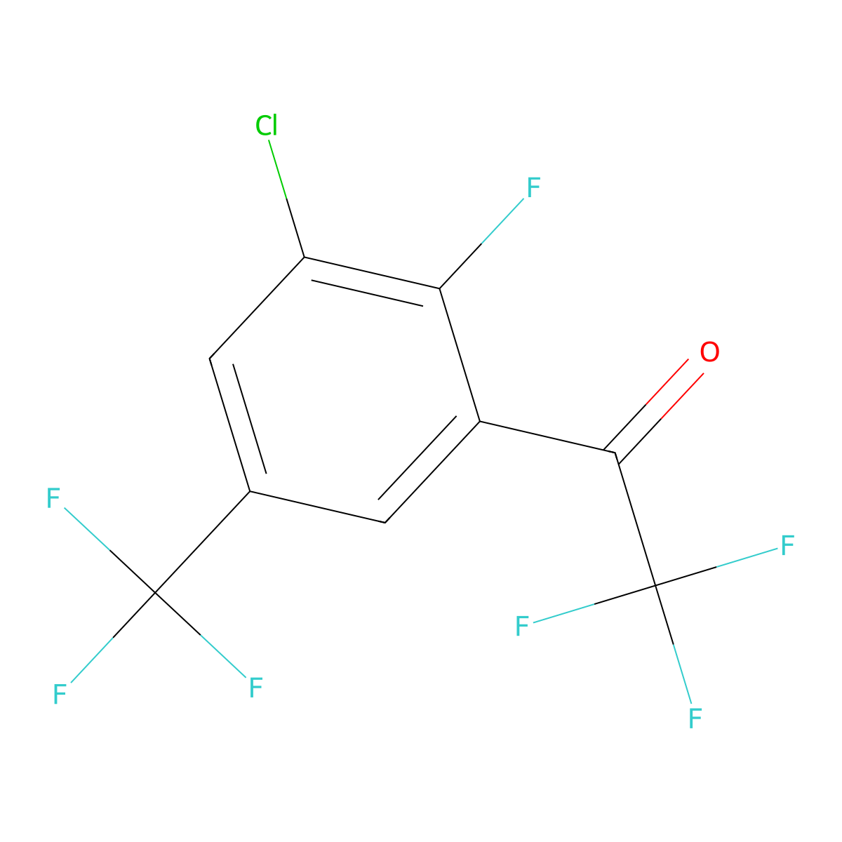 1-(3-Chloro-2-fluoro-5-(trifluoromethyl)phenyl)-2,2,2-trifluoroethanone molecular structure, CAS 2642091-69-6