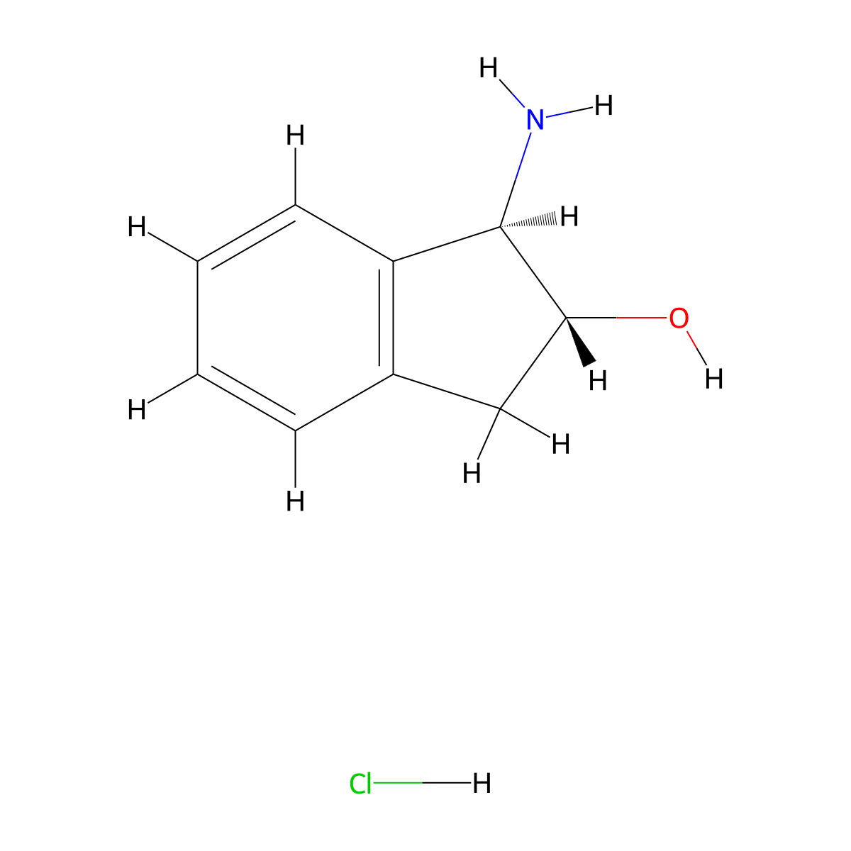(1R,2R)-1-amino-2,3-dihydro-1H-inden-2-ol hydrochloride molecular structure, CAS 2642176-81-4