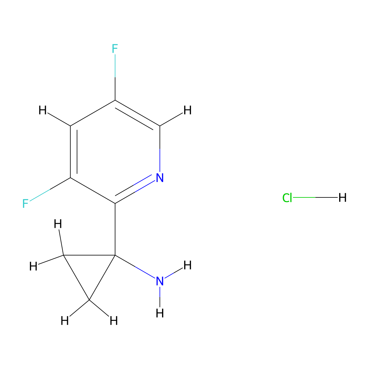 1-(3,5-Difluoropyridin-2-yl)cyclopropan-1-amine hydrochloride molecular structure, CAS 2642237-77-0