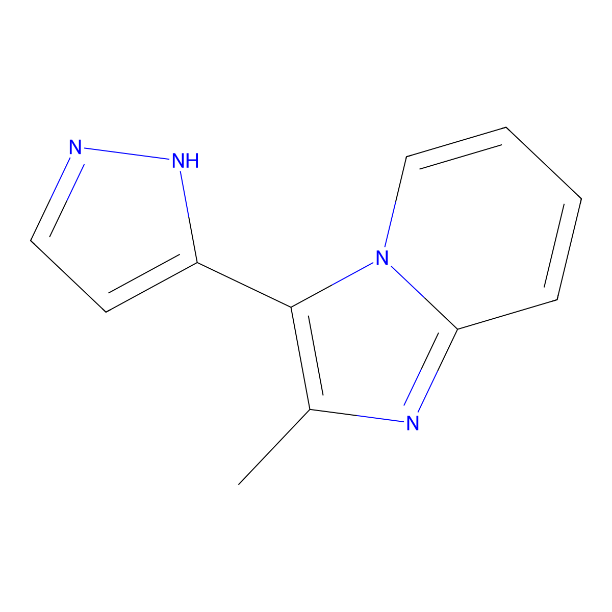 2-methyl-3-(1H-pyrazol-3-yl)imidazo[1,2-a]pyridine molecular structure, CAS 264226-27-9