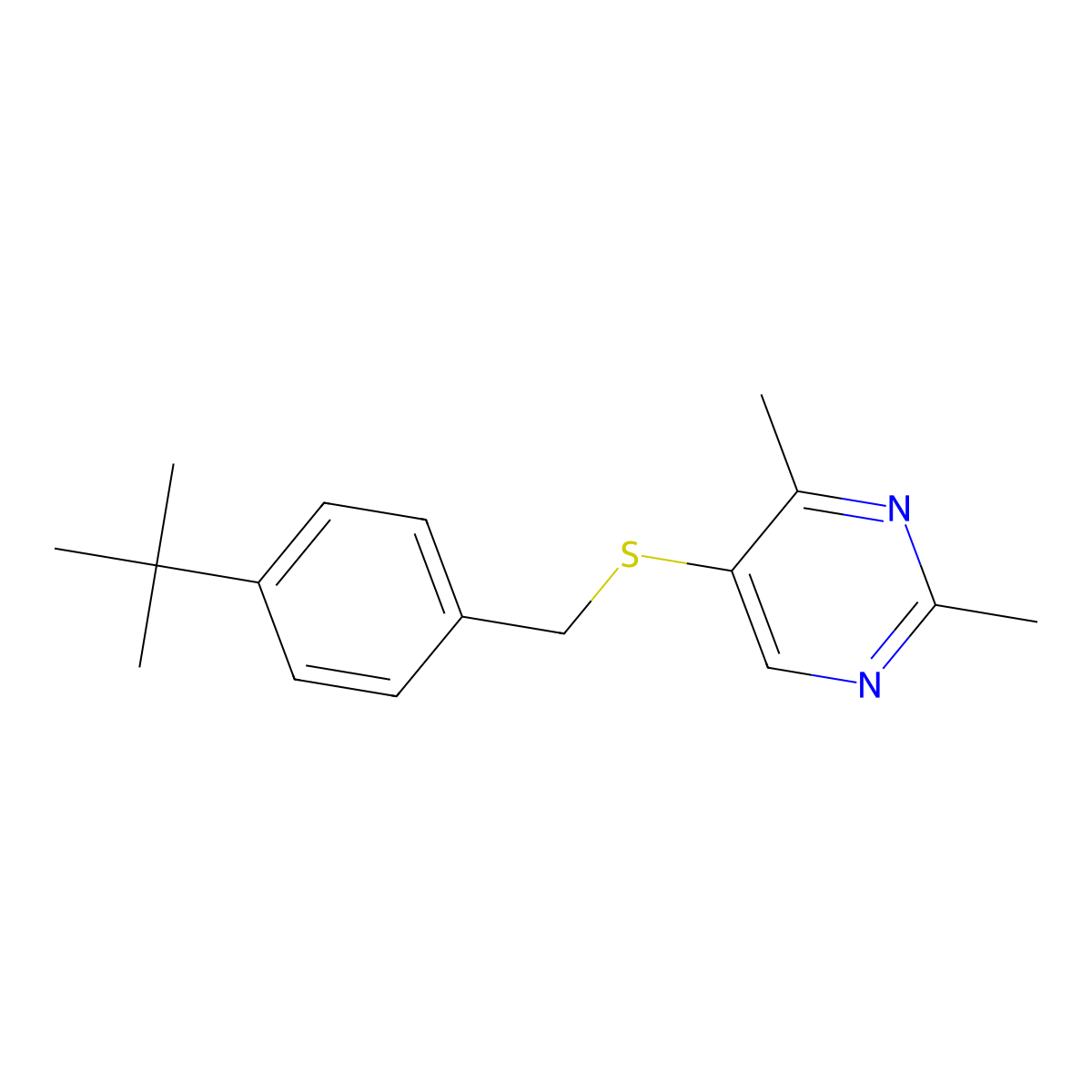5-{[4-(Tert-butyl)benzyl]thio}-2,4-dimethylpyrimidine molecular structure, CAS 264226-35-9