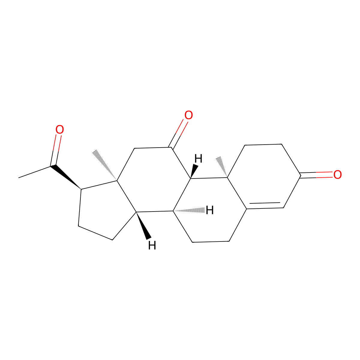 17alpha-Pregn-4-ene-3,11,20-trione molecular structure, CAS 26423-78-9