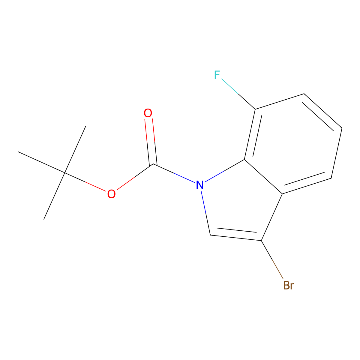 1,1-Dimethylethyl 3-bromo-7-fluoro-1H-indole-1-carboxylate molecular structure, CAS 2642304-72-9