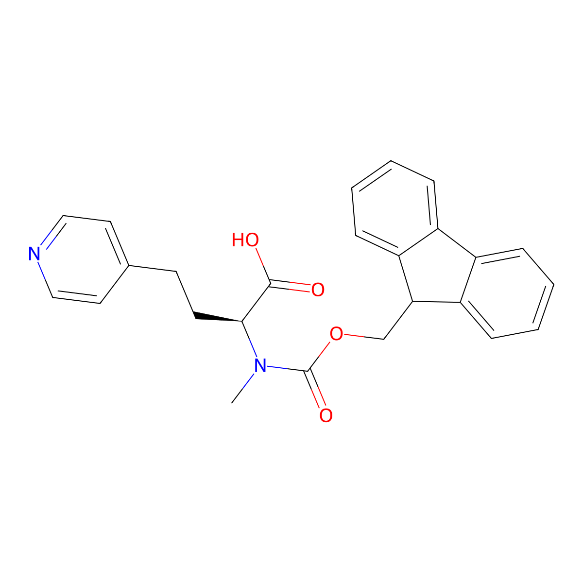 (S)-2-((((9H-fluoren-9-yl)methoxy)carbonyl)(methyl)amino)-4-(pyridin-4-yl)butanoic acid molecular structure, CAS 2642331-43-7