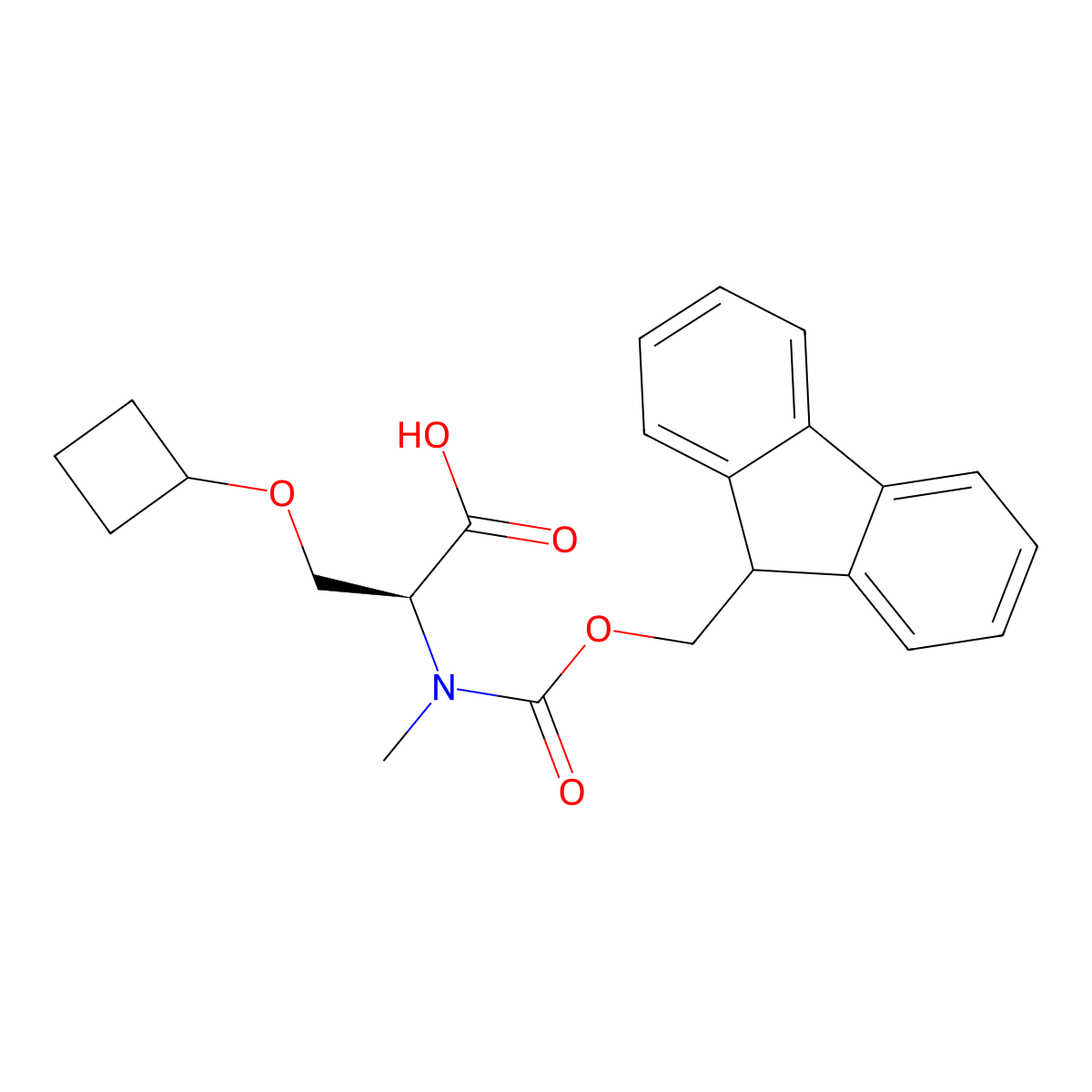 (S)-2-((((9H-Fluoren-9-yl)methoxy)carbonyl)(methyl)amino)-3-cyclobutoxypropanoic acid molecular structure, CAS 2642331-47-1