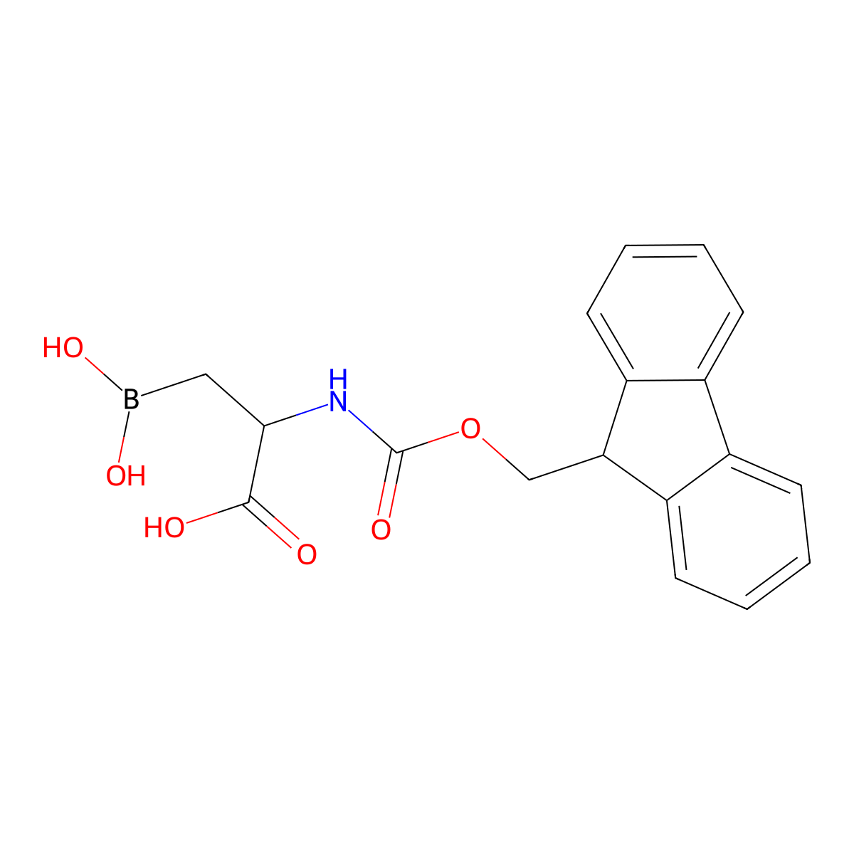 3-(dihydroxyboranyl)-2-({[(9H-fluoren-9-yl)methoxy]carbonyl}amino)propanoic acid molecular structure, CAS 2642331-66-4