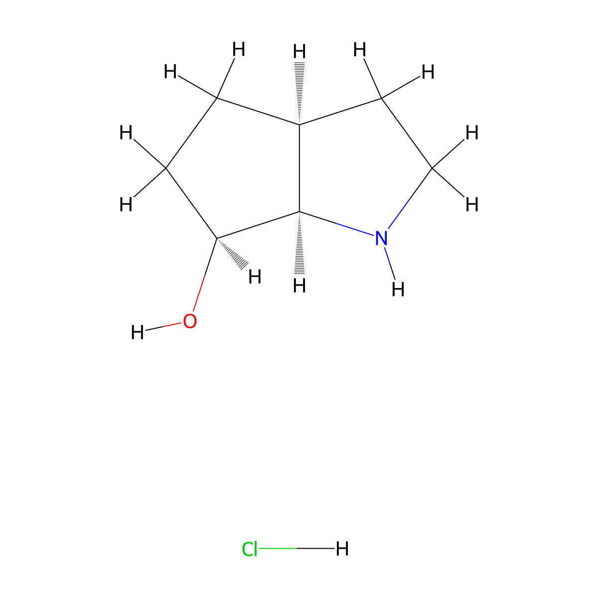 rac-(3aR,6R,6aS)-octahydrocyclopenta[b]pyrrol-6-ol hydrochloride molecular structure, CAS 2642375-48-0