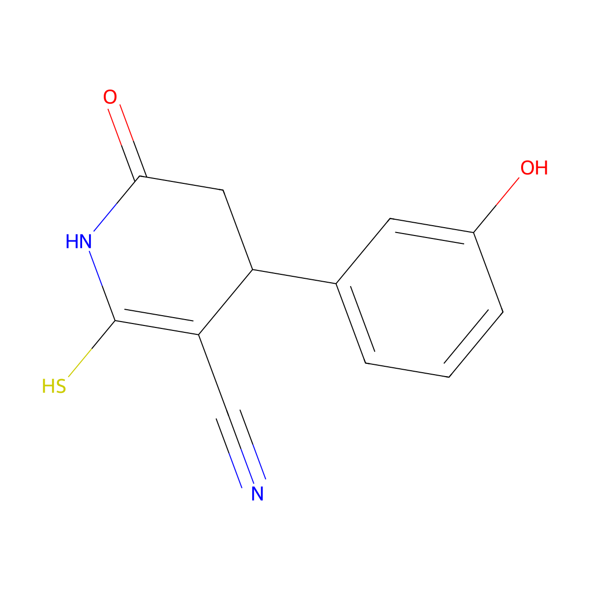 4-(3-Hydroxyphenyl)-2-mercapto-6-oxo-1,4,5,6-tetrahydropyridine-3-carbonitrile molecular structure, CAS 264254-90-2