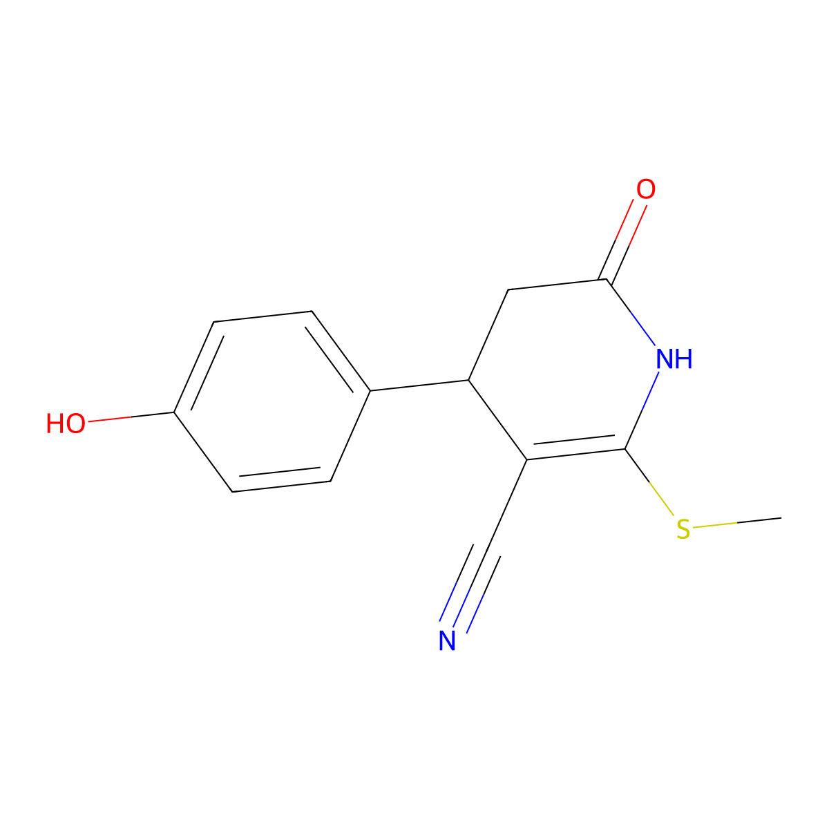 4-(4-hydroxyphenyl)-6-methylsulfanyl-2-oxo-3,4-dihydro-1H-pyridine-5-carbonitrile molecular structure, CAS 264254-93-5