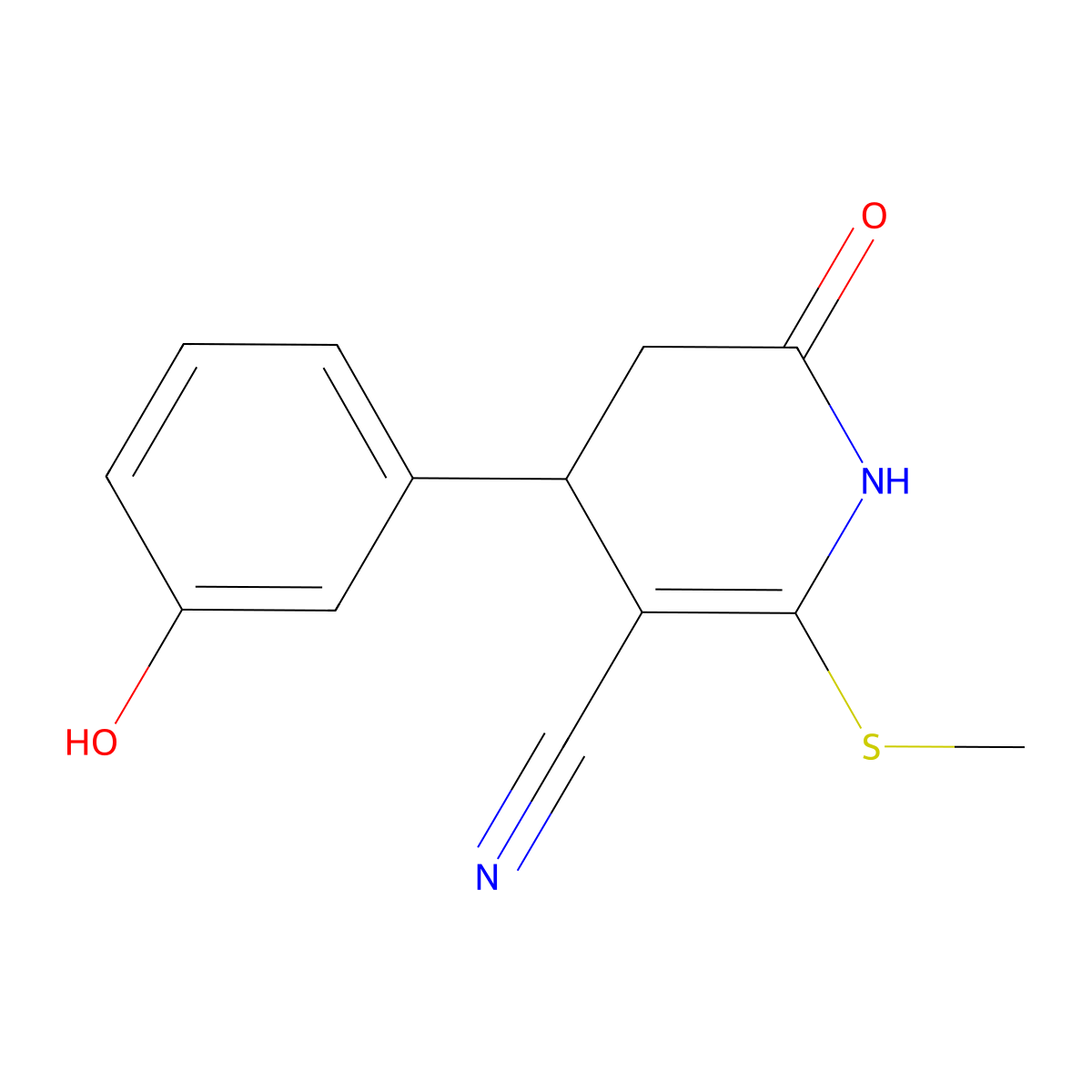 4-(3-Hydroxyphenyl)-2-(methylsulfanyl)-6-oxo-1,4,5,6-tetrahydro-3-pyridinecarbonitrile molecular structure, CAS 264255-01-8