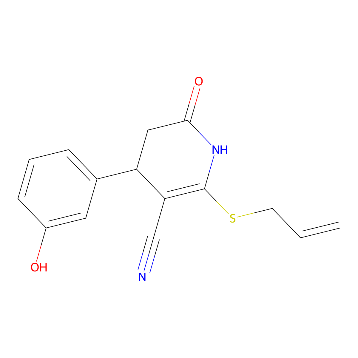 4-(3-hydroxyphenyl)-2-oxo-6-prop-2-enylsulfanyl-3,4-dihydro-1H-pyridine-5-carbonitrile molecular structure, CAS 264255-02-9