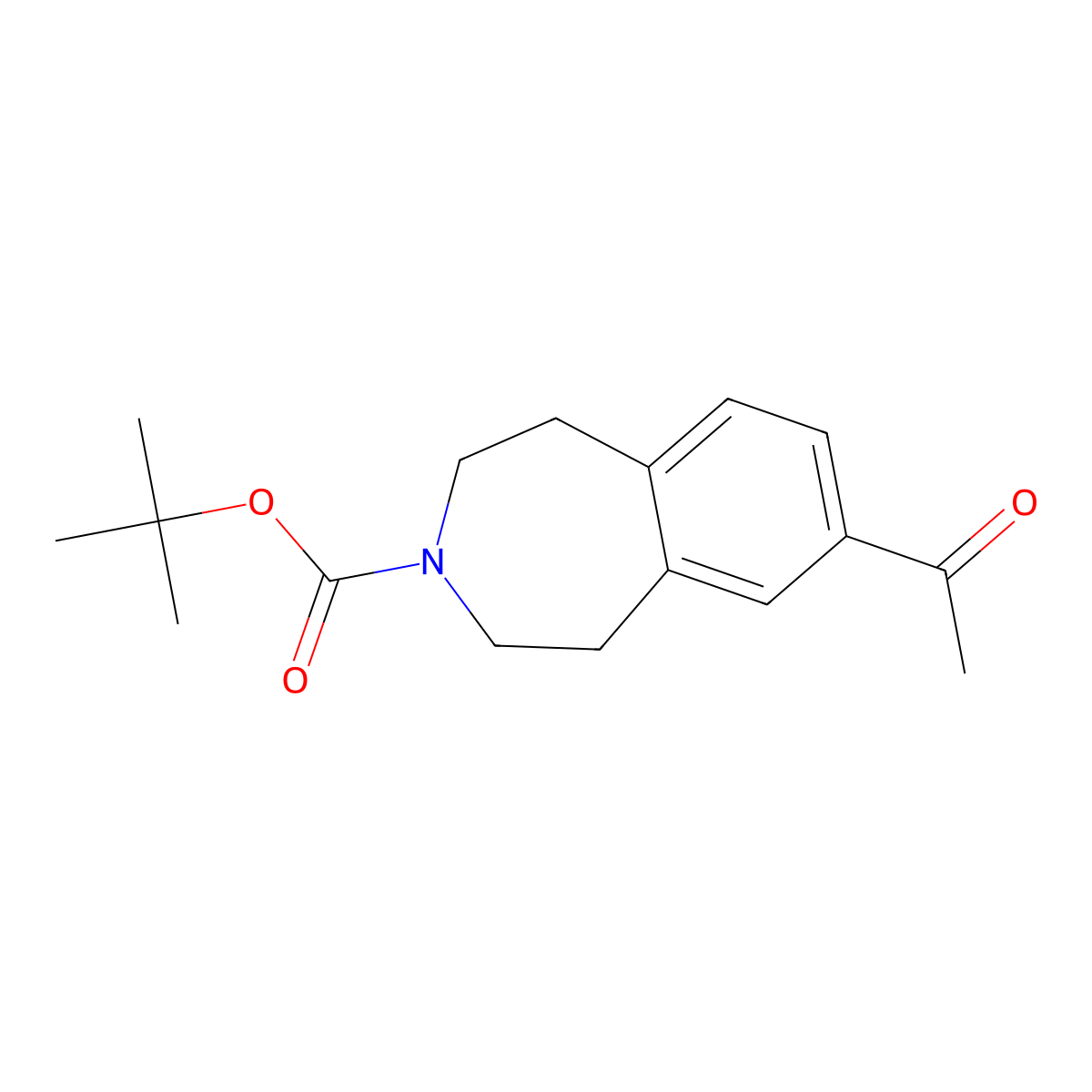 tert-butyl 7-acetyl-2,3,4,5-tetrahydro-1H-3-benzazepine-3-carboxylate molecular structure, CAS 264264-31-5