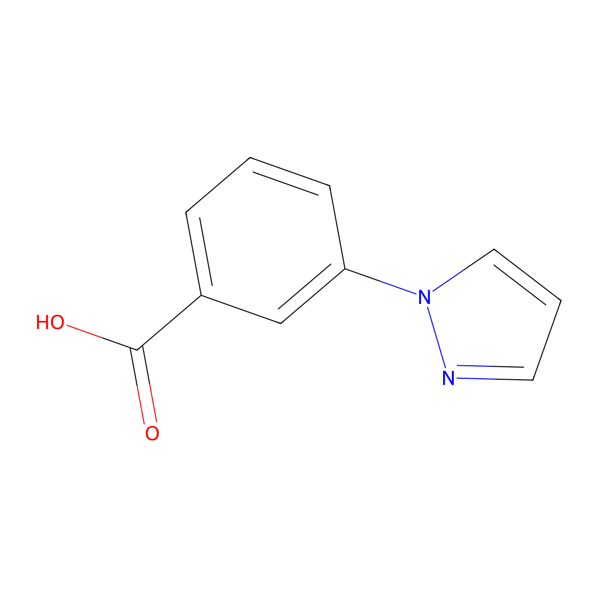 3-(1H-pyrazol-1-yl)benzoic acid molecular structure, CAS 264264-33-7