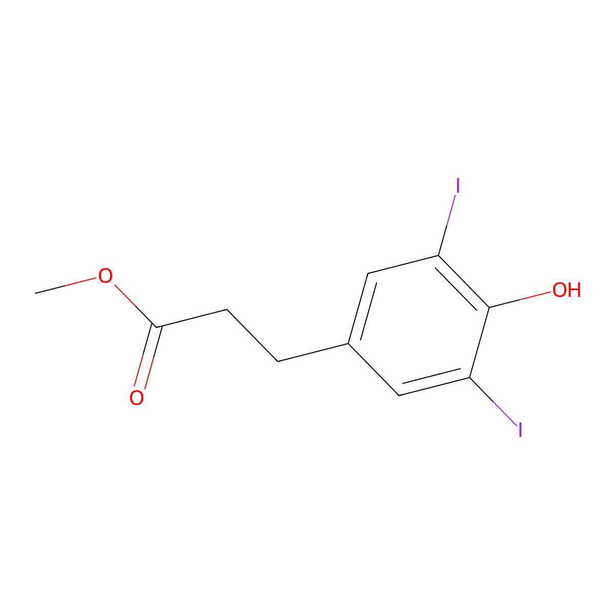 Methyl 3-(4-hydroxy-3,5-diiodophenyl)propanoate molecular structure, CAS 264265-63-6