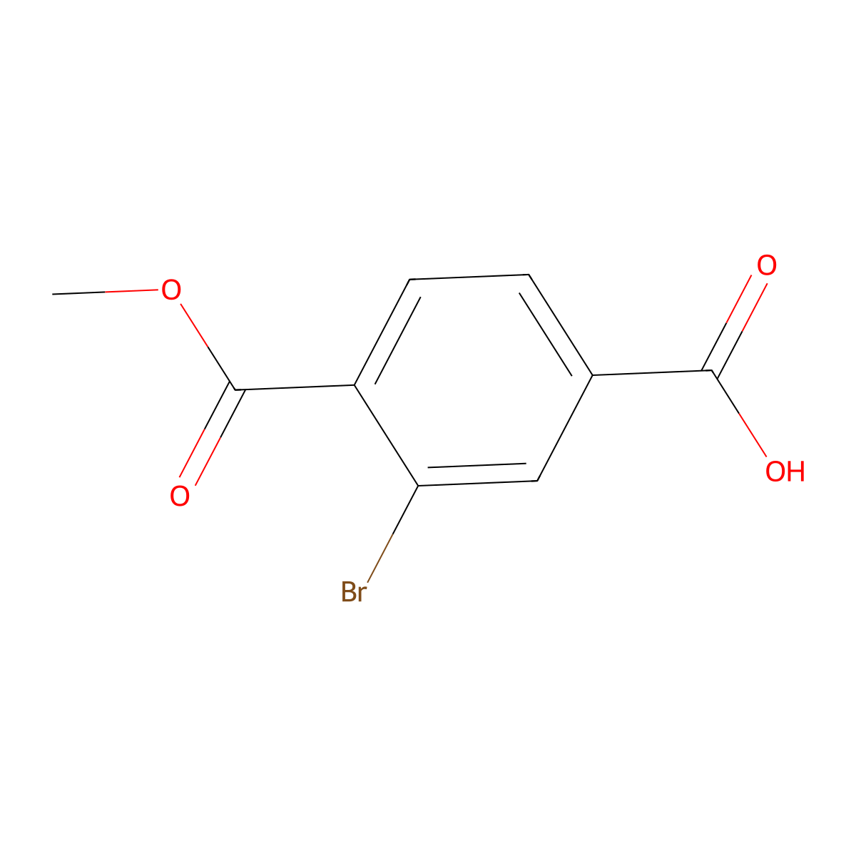 3-Bromo-4-(methoxycarbonyl)benzoic acid molecular structure, CAS 264272-63-1