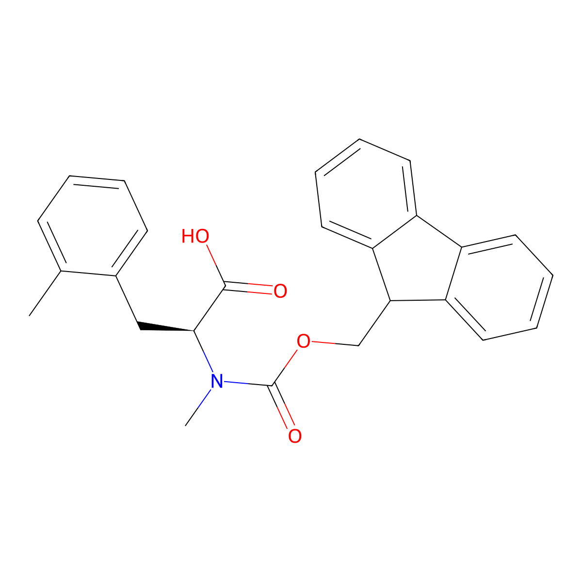 (S)-2-((((9H-Fluoren-9-yl)methoxy)carbonyl)(methyl)amino)-3-(o-tolyl)propanoic acid molecular structure, CAS 2642725-94-6