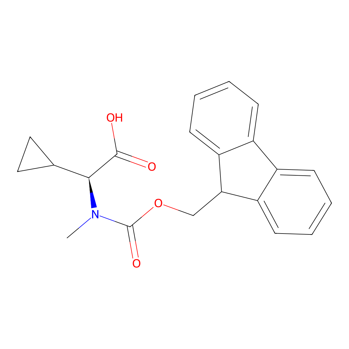 (S)-2-((((9H-Fluoren-9-yl)methoxy)carbonyl)(methyl)amino)-2-cyclopropylacetic acid molecular structure, CAS 2642726-08-5
