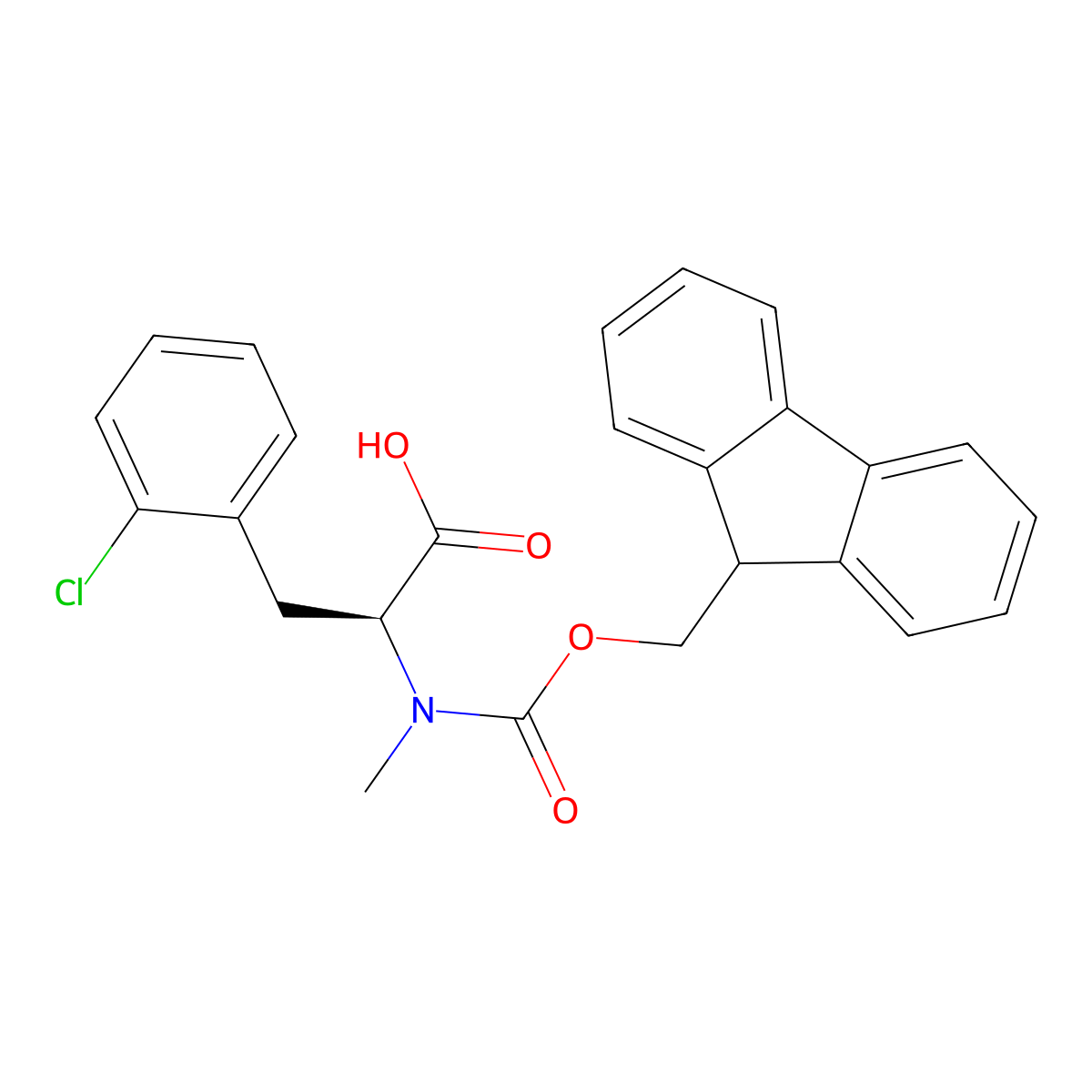 Fmoc-N-Me-Phe(2-Cl)-OH molecular structure, CAS 2642726-14-3