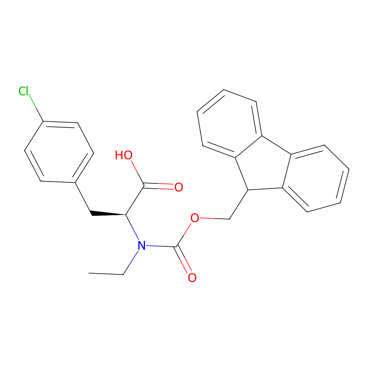 N-Fmoc-N-ethyl-4-chloro-L-phenylalanine molecular structure, CAS 2642726-33-6